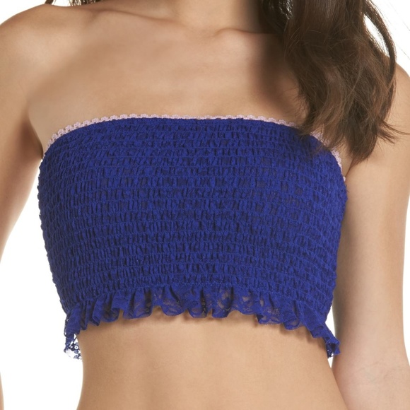 Free People Other - Free People callie smocked lace bralette crop top